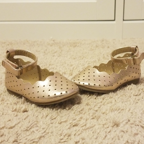 Gold Ankle Strap Ballet Flat - Picture 2 of 2